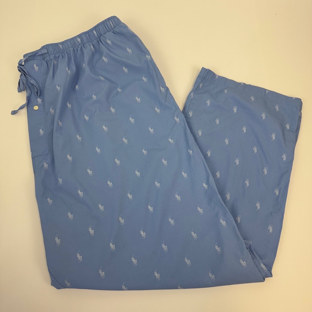 Polo Ralph Lauren Mens 3XL Sleepwear Pants Blue All Over Pony Logo Pajama Bottom
